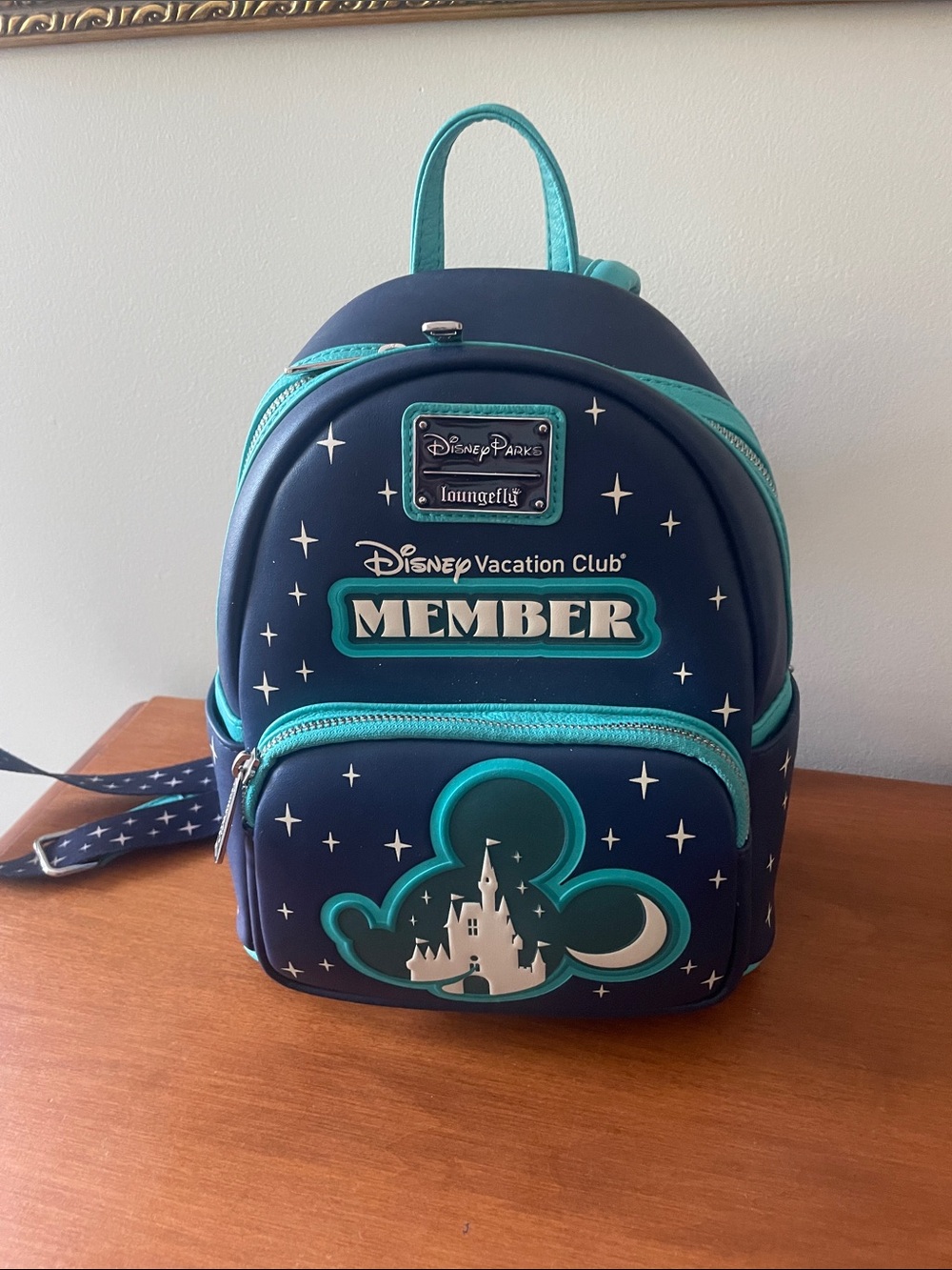 Loungefly Navy & Teal Disney Vacation Club Member Mini Backpack- Glow in Dark